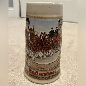 Vintage Budweiser Clydesdale Horses Ceramic Beer Stein Horseshoe Staffel 1986